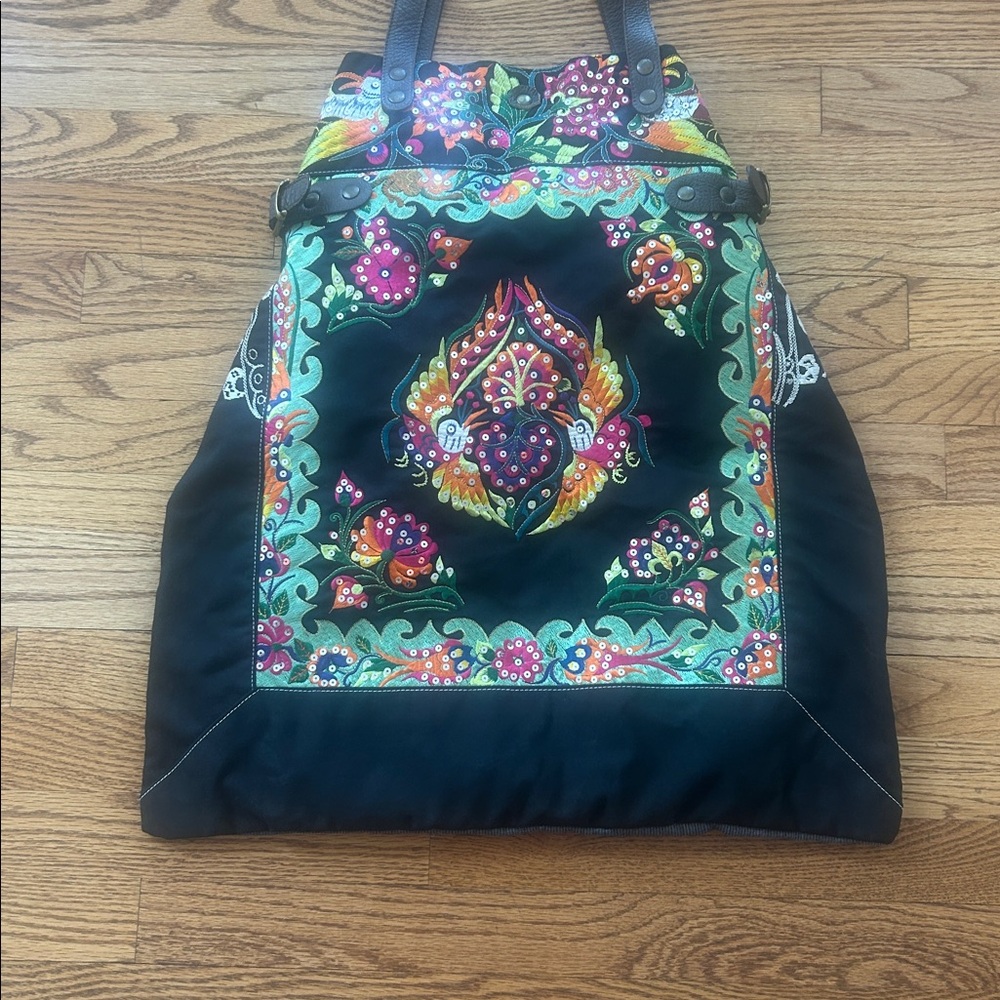 Anthropologie Embroidered Black and Multicolor Bag - Picture 2 of 16